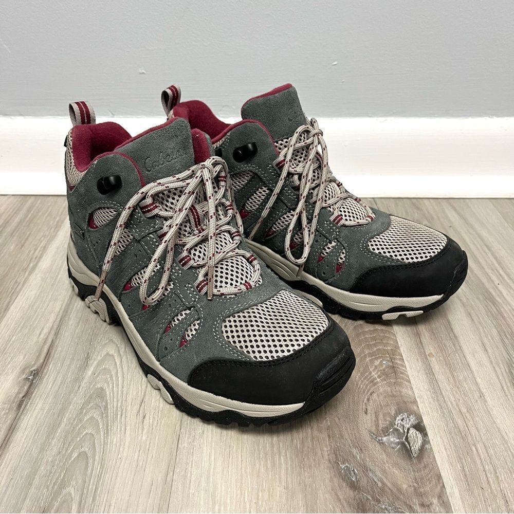 Cabela’s Boots Women’s 8.5 Ascend Lisco Gray/Maroon Suede Mid Waterproof Hiking